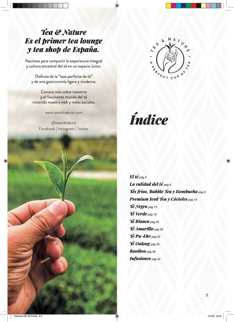 Redacción de cartas para restaurantes: carta de tés de Tea & Nature