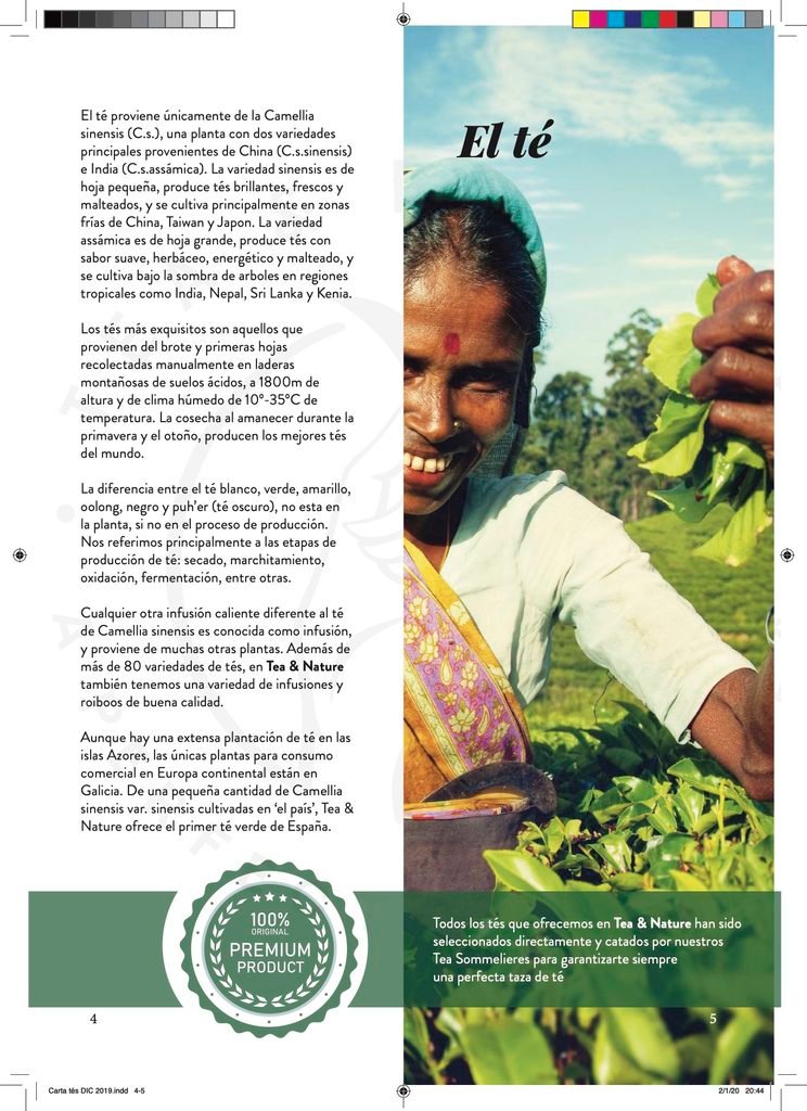 Carta de tés de Tea & Nature